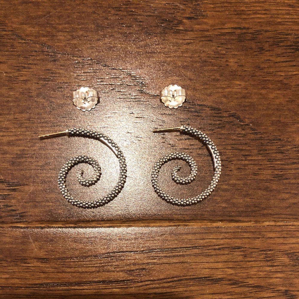 Lagos Sterling Silver Caviar Swirl Hoop Earrings